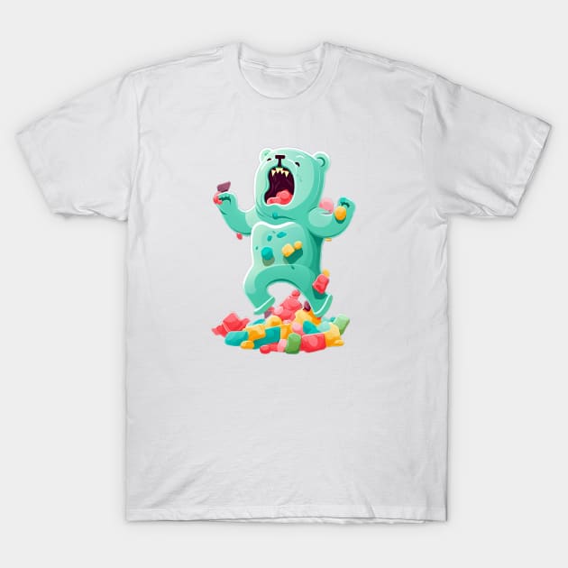 Furious Gummy: When Sweetness Turns Sour T-Shirt by zoocostudio